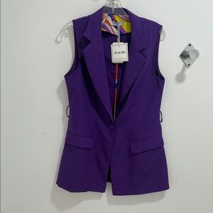 Purple Sleeveless Blazer Vest